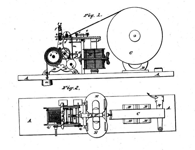 A diagram representing a telegraph machine.